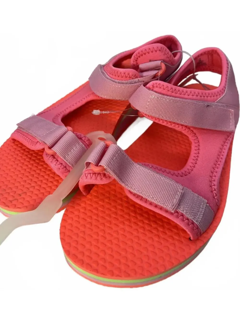 Girls Summer Strap Sandals Old Navy Pink & Coral Adjustable Big Kid Size 5 Shoes